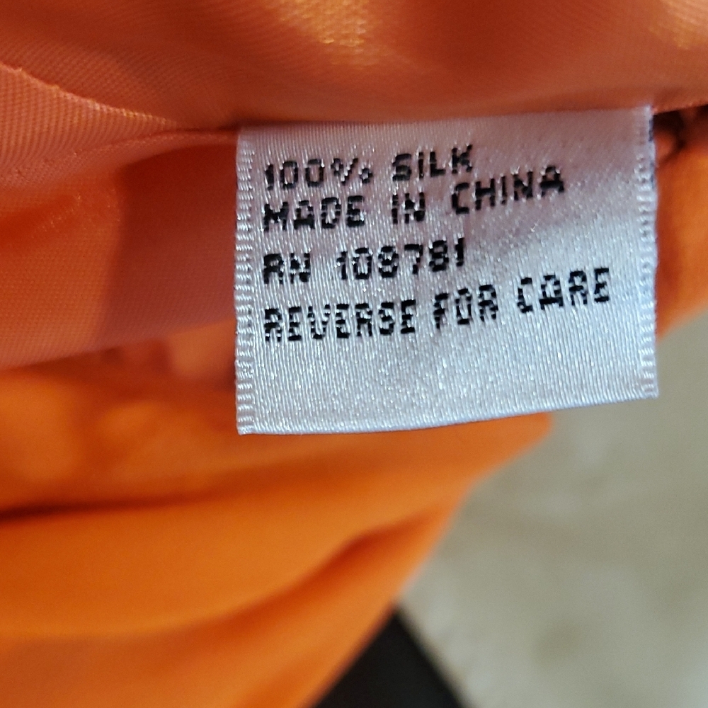 Vtg Niteline Chic Orange Silk Gown with Silver Accents - Picture 16 of 16